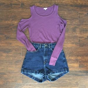 Splendid Thermal Cold Shoulder Top