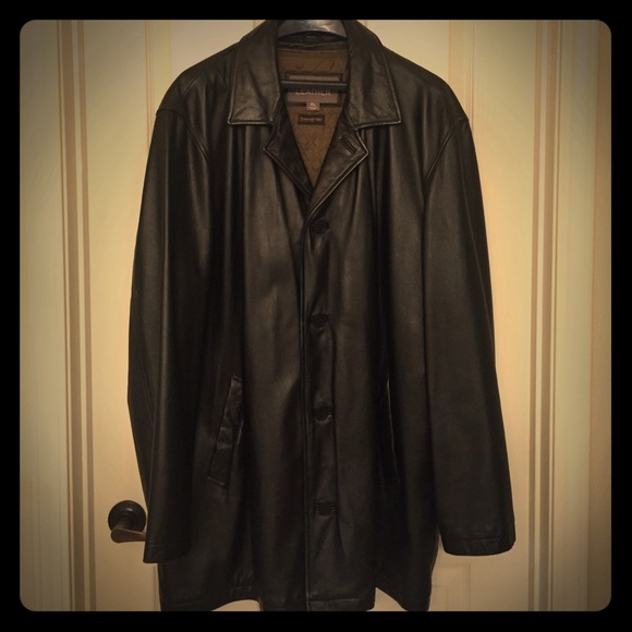 Men's Black Leather Fully Lined Trench Coat