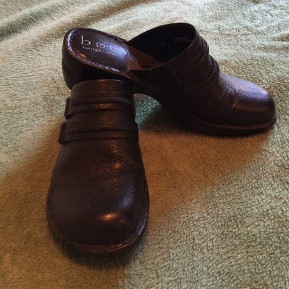Black leather clogs by B.O.C