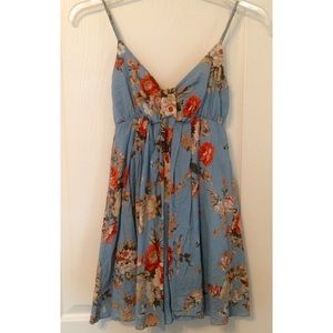 ❁∙Blue Floral Babydoll Mini Dress∙❁