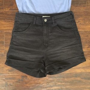 H&M High Waist Black Denim Shorts
