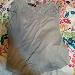 Cute light gray shirt with lace at top