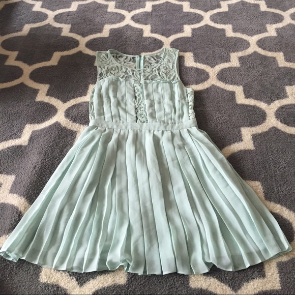 BCBG mint lace panel pleated dress