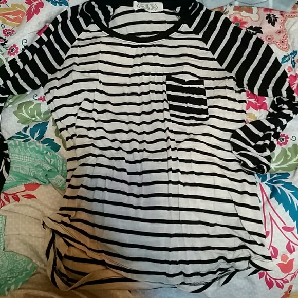 Striped navy blue and cream white shirt