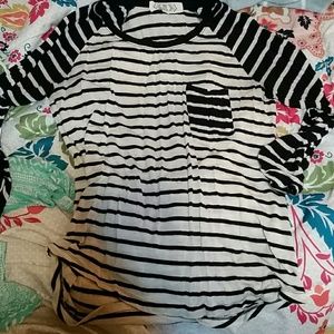 Striped navy blue and cream white shirt