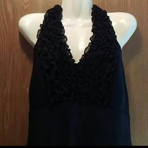 Onyx nite long black halter dress size 14