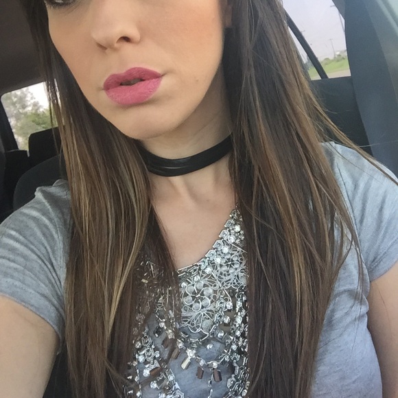 Black faux leather choker