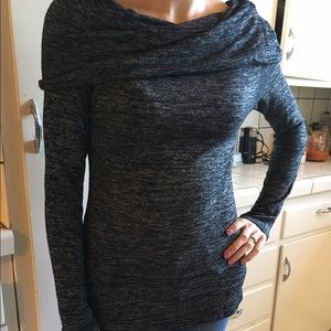 Asymmetrical cowl neck light sweater