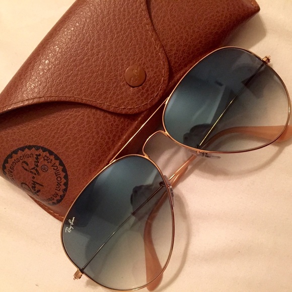 AUTHENTIC Ray-Ban aviators gold blue gradient