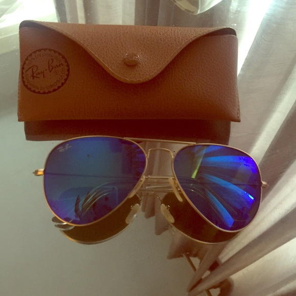 Ray ban 58mm blueish green sunglasses