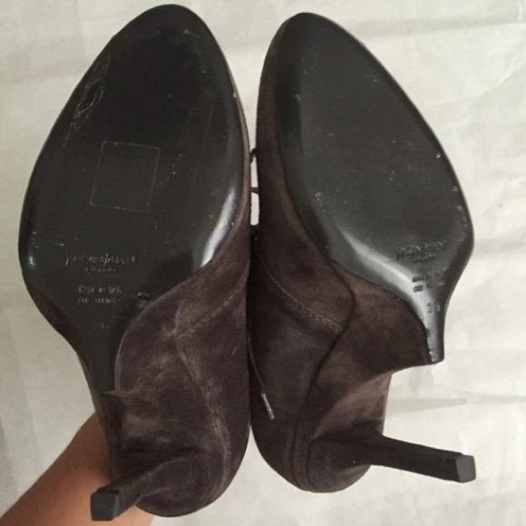 SOLD YSL Yves Saint Laurent Charcoal Suede Heels - Picture 4 of 4