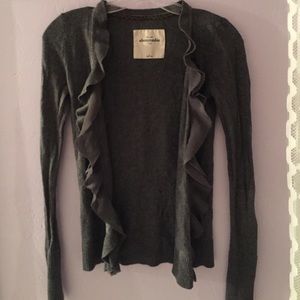 Gray Ruffled Abercrombie cardigan