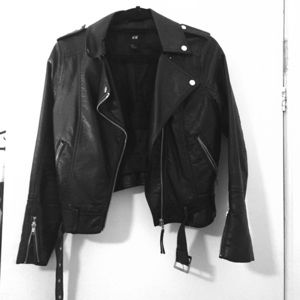 Faux biker leather jacket