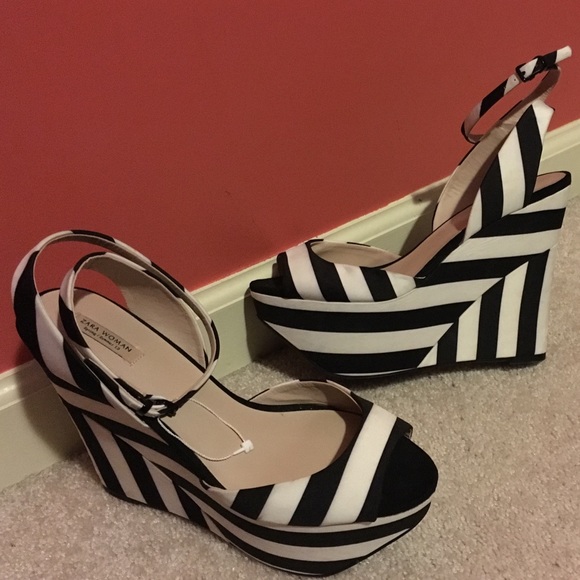 black and white striped wedges