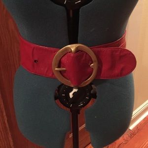 J.J. Winters Red Patent Wide Belt w/ Brass Buckle