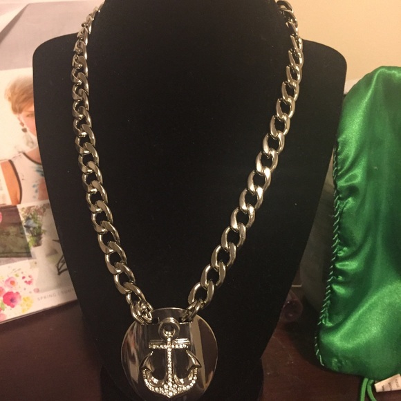 Silver Chain Necklace with Anchor Pendant - Picture 1 of 2