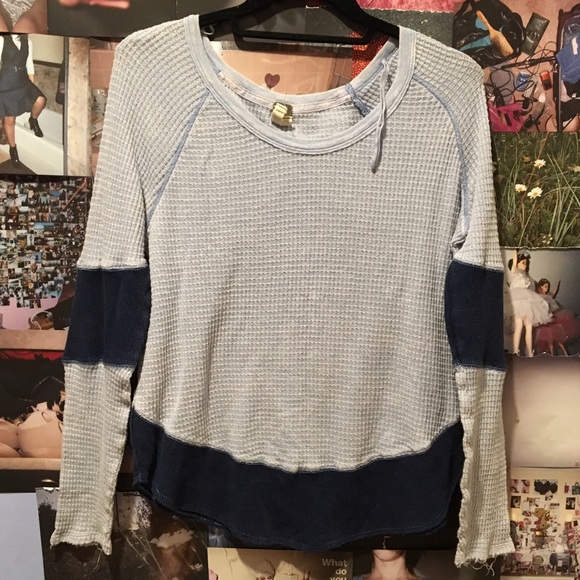 We the Free periwinkle blue waffle thermal