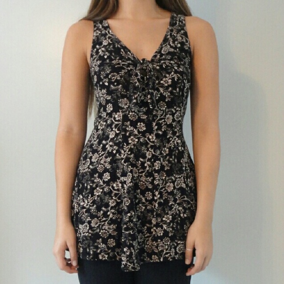 Forever 21 Black Floral Tunic