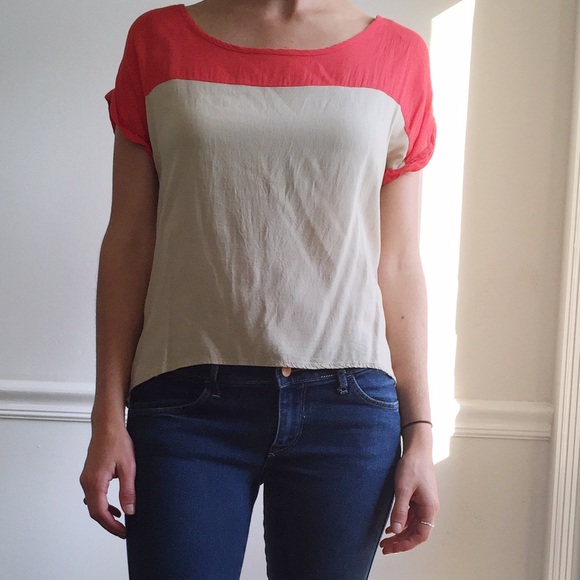 Coral and Beige top