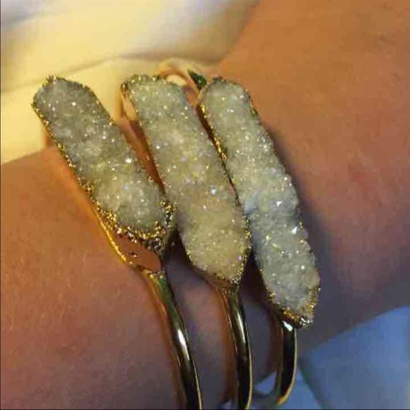 White druzy stackable bangles - Picture 2 of 4