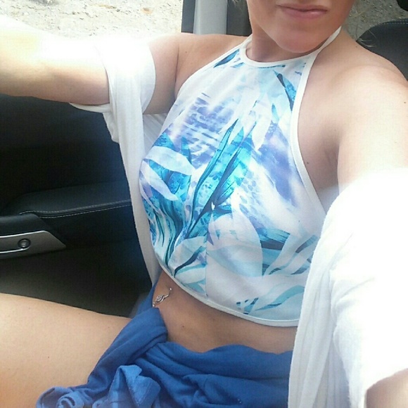 SOLD SOLD SOLTurquoise white and purple halter top