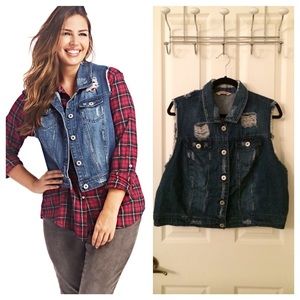 Plus Size Destroyed Denim Vest