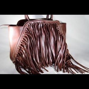 Sondra Roberts Fringed Faux Leather Tote