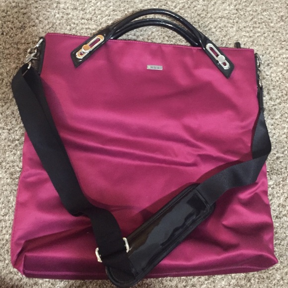 Large satin burgundy tote bag