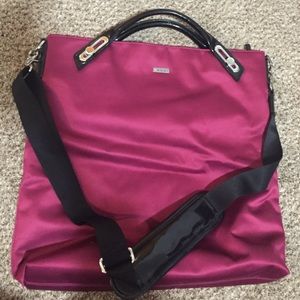 Large satin burgundy tote bag