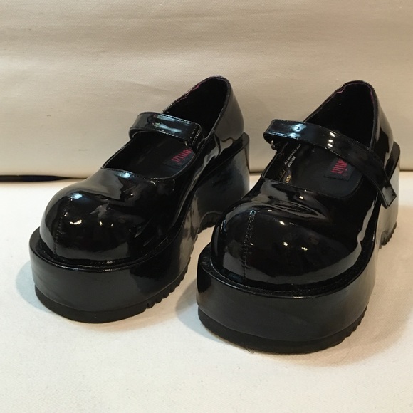 Demonia Mary Jane platform black patent