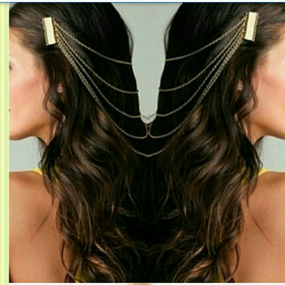 Gold chain link layered double hair comb