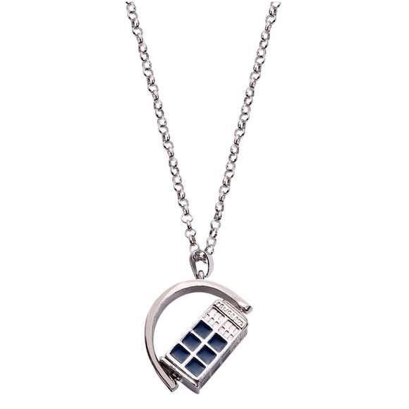 Tardis Telephone Box Dr. Who Necklace Rotating