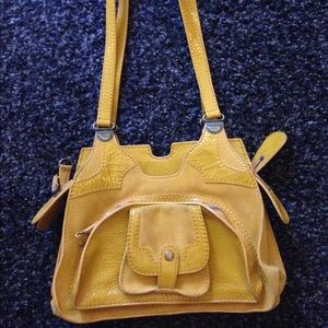 Bica Cheia Yellow Suede Satchel Shoulder Bag
