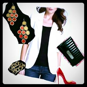 Stylish Red-White Ombre Dangling Earrings