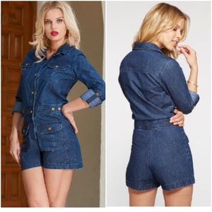 NWT roll cuff denim romper