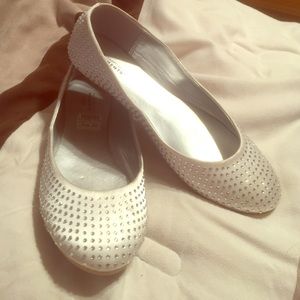White sparkly flats
