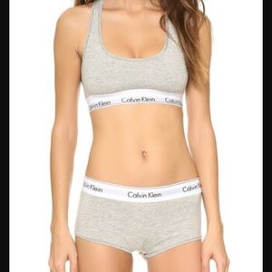 CK cotton logo bralette and boy shorts set