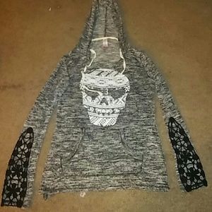 Thin tribal skull hoodie sweater