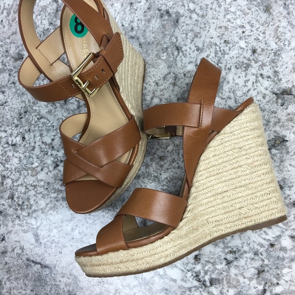 Michael Kors brown leather espadrille viola wedge - Picture 4 of 4