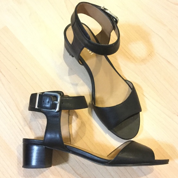 Nine West Leather Ankle Strap Block Heels