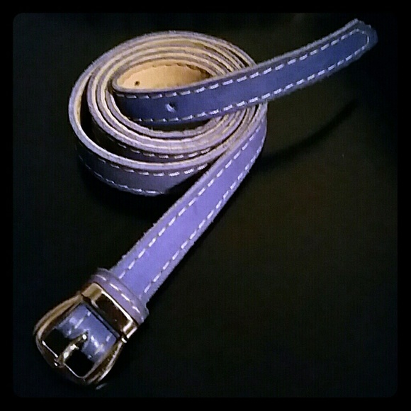 Blue genuine leather belt