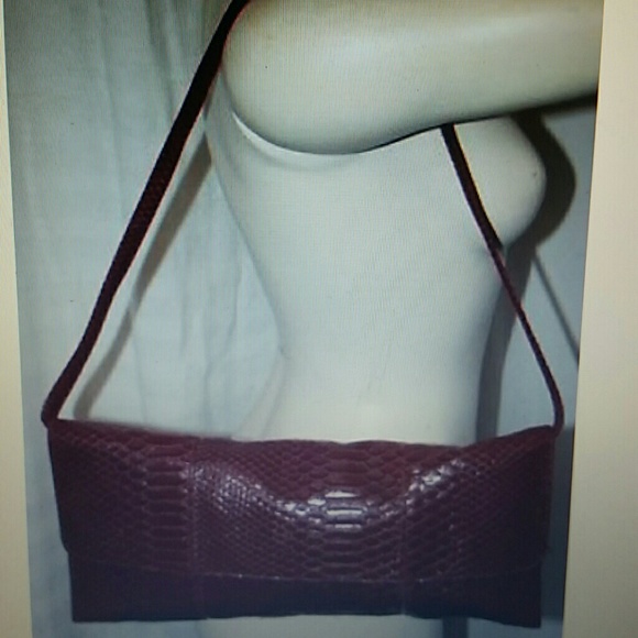 Jessica McClintock Snake Crock Print Baguette Red