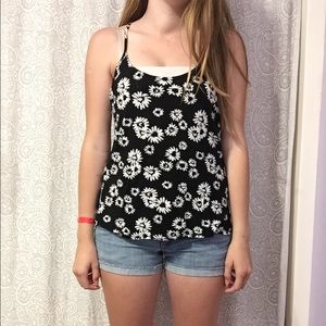 black & white flower tank top