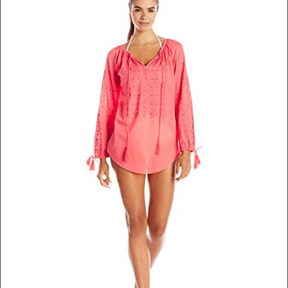 Nanette Lepore Embroidered Peasant Tunic Cover up