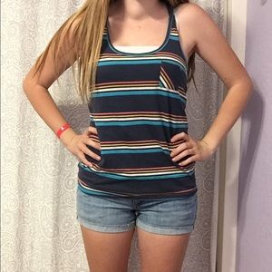 rainbow striped blue racerback tank!