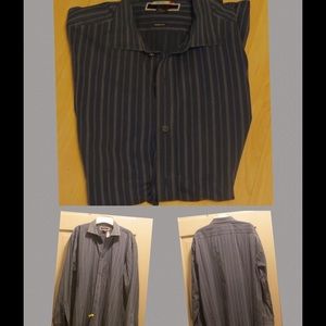 Michael Kors Gray Striped Dress Shirt - XL