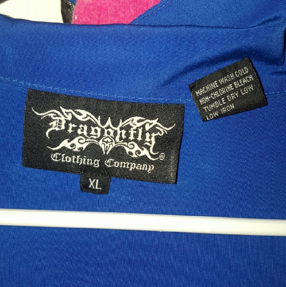 Blue Dragonfly button down shirt - Picture 2 of 2