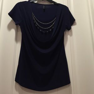 Jason Maxwell Navy Blue Necklace Top