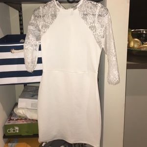 White Charlotte Russe Dress w/ lace 3/4 sleeves M