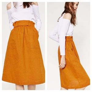 Zara orange high wasted skirt